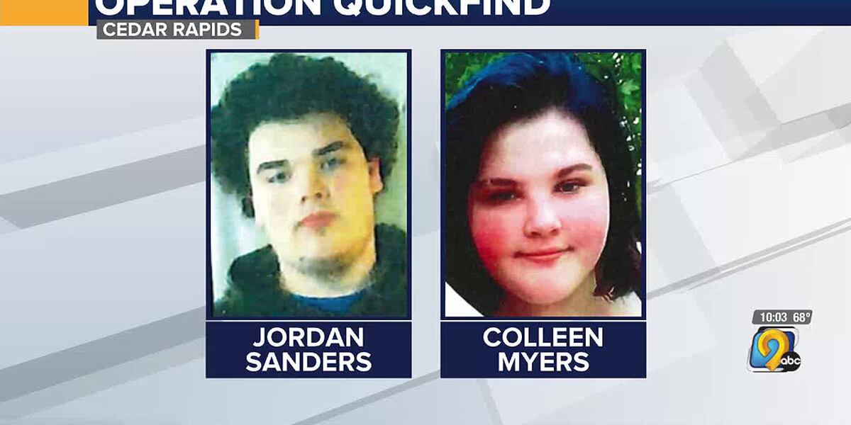Cedar Rapids police launch Operation Quickfind for Jordan Sanders, Colleen Myers