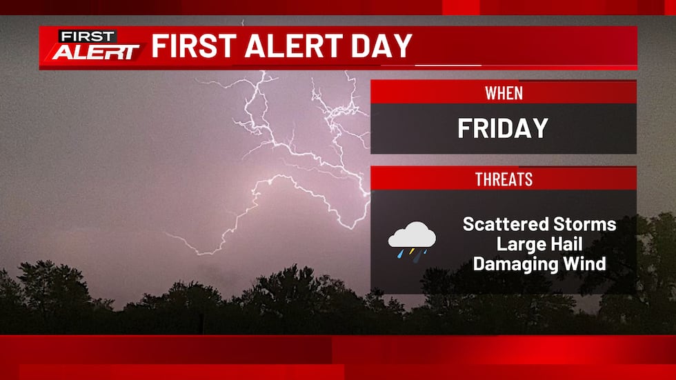 Friday is a First Alert day for a severe storm threat.