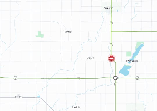 This map from Iowa 511 shows where the crash happened on Iowa Highway 4 on Wednesday, Feb. 11.