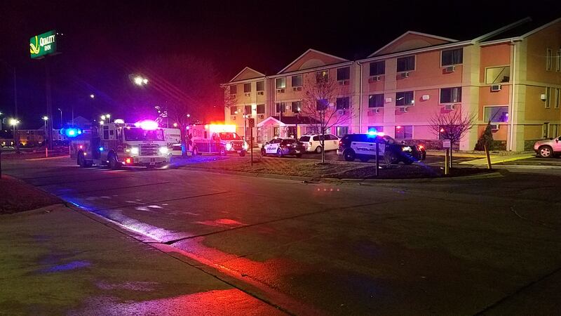 Police investigate a shooting at two hotels along 33rd Ave. SW in Cedar Rapids on Monday,...