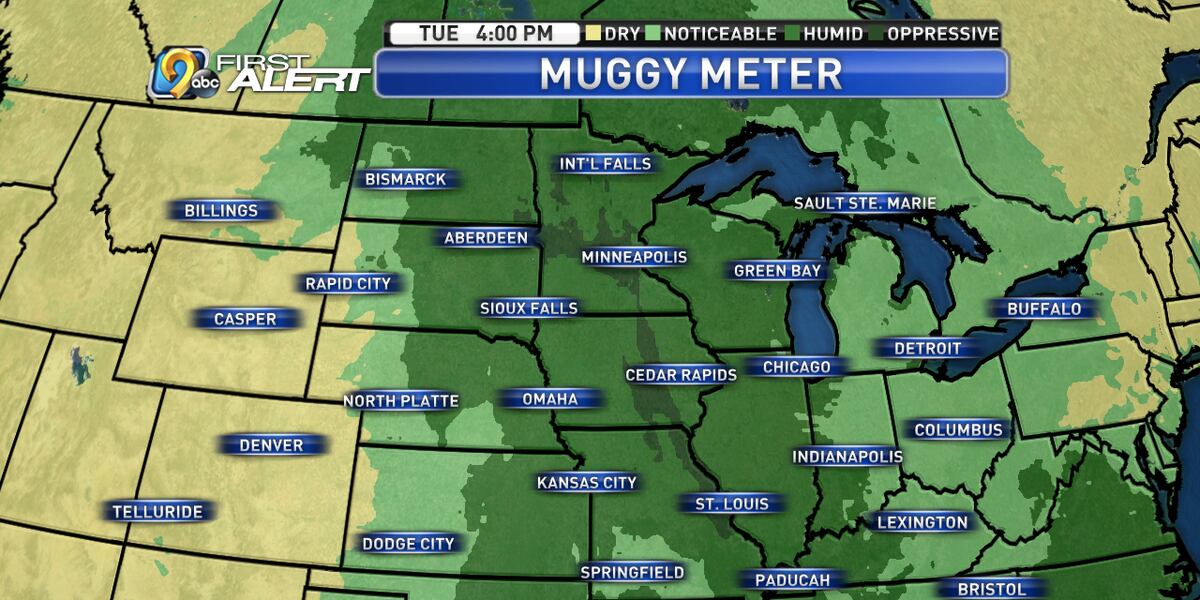 Oppressive humidity pulled all the way to Canada this week