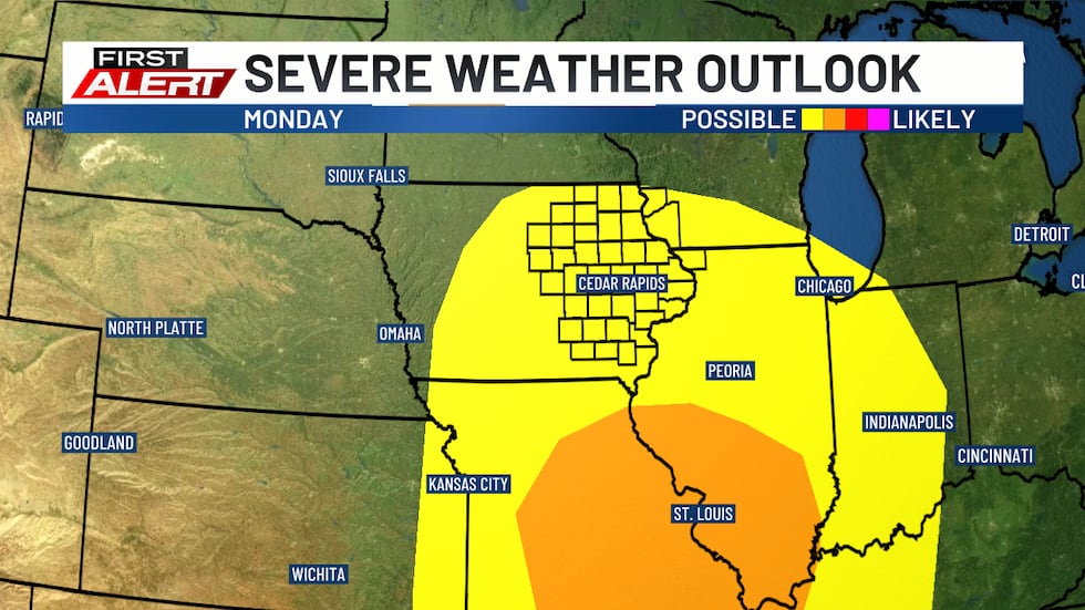 The risk of severe weather on Monday, April 27, 2026.