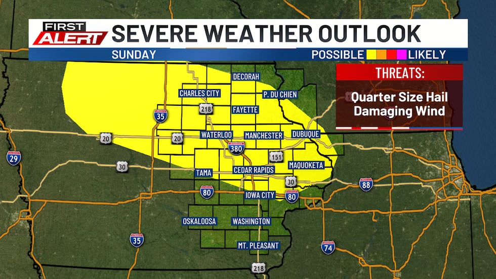 Severe Weather Outlook - Showers and storms could bring damaging winds and quarter-sized hail