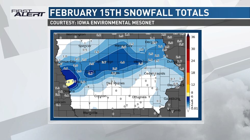 Snow Map February Snowfall Reports From February 15th