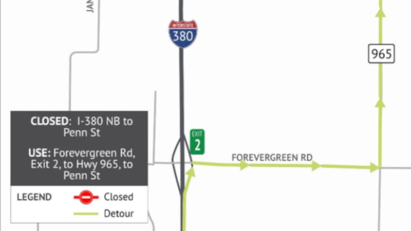 Iowa DOT I-380 Exit 4 closure