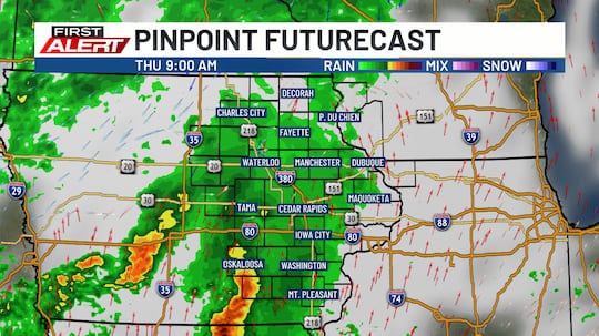 A line of storms is possible in the morning, with the potential for strong to severe storms.