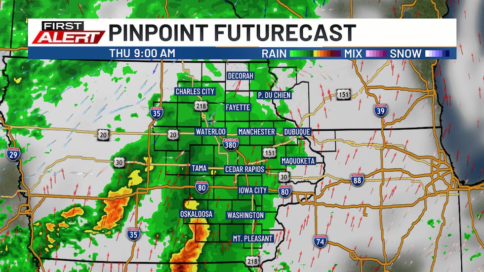 A line of storms is possible in the morning, with the potential for strong to severe storms.