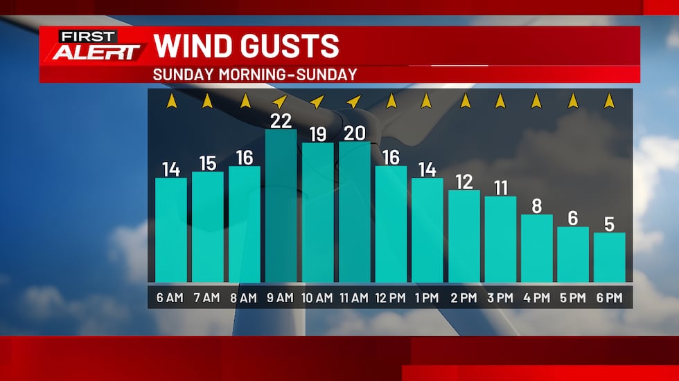 12-Hour Wind Gusts - Winds pick up this morning