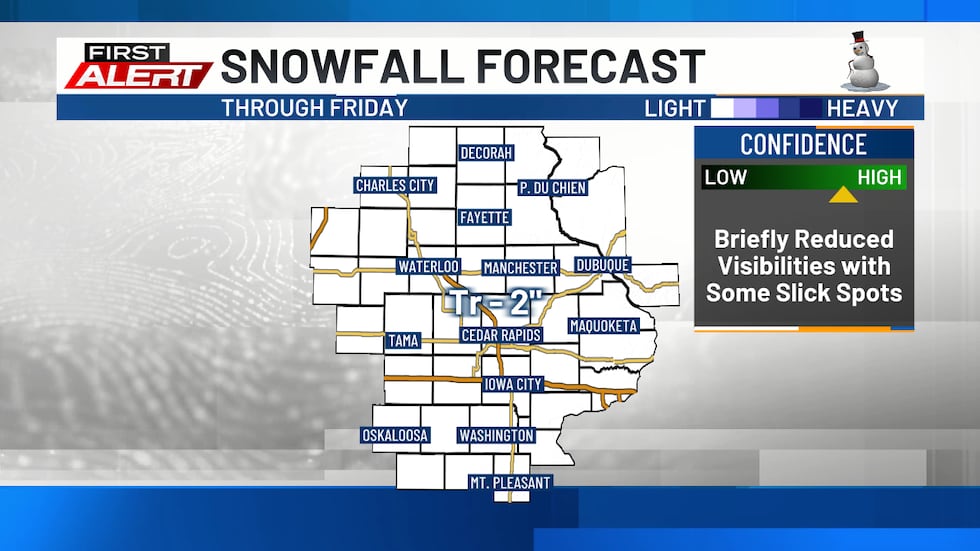 Forecast snowfall amounts through Friday night.