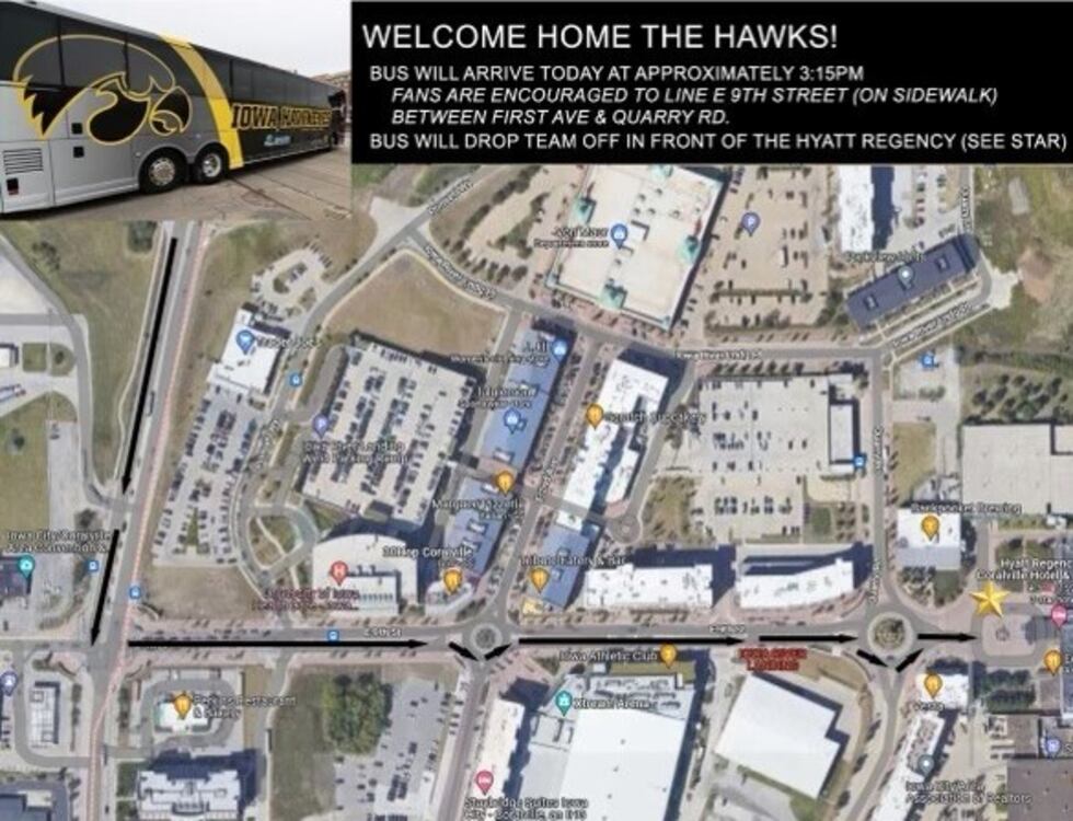 Hawkeye Ramp Map Uihc Fans encouraged to welcome Hawkeyes back to Iowa City at event Monday ...