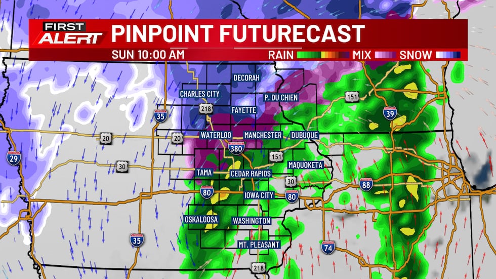 Pinpoint Futurecast - Rain will transition to snow