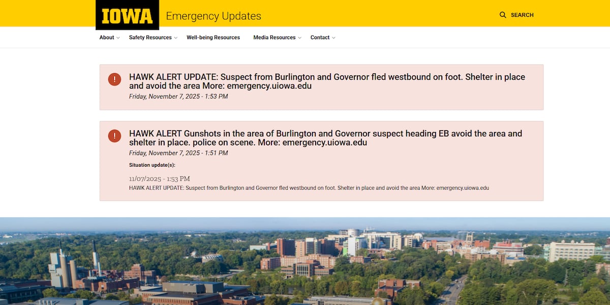 Image for Gunfire reported near University of Iowa campus