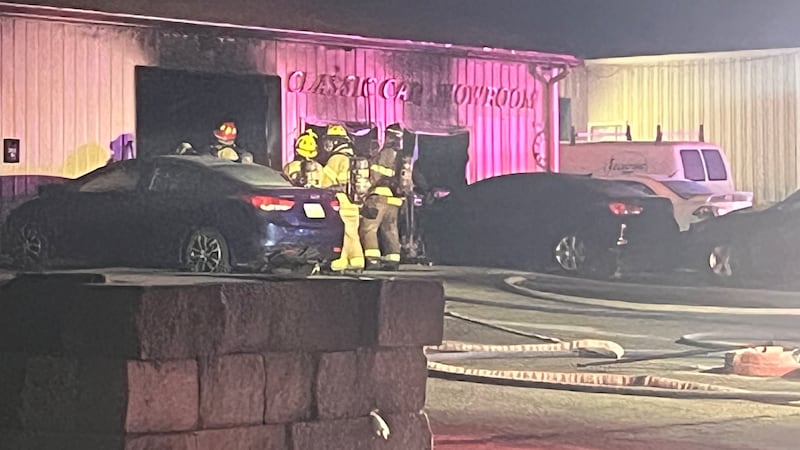 Crews work to put out a fire