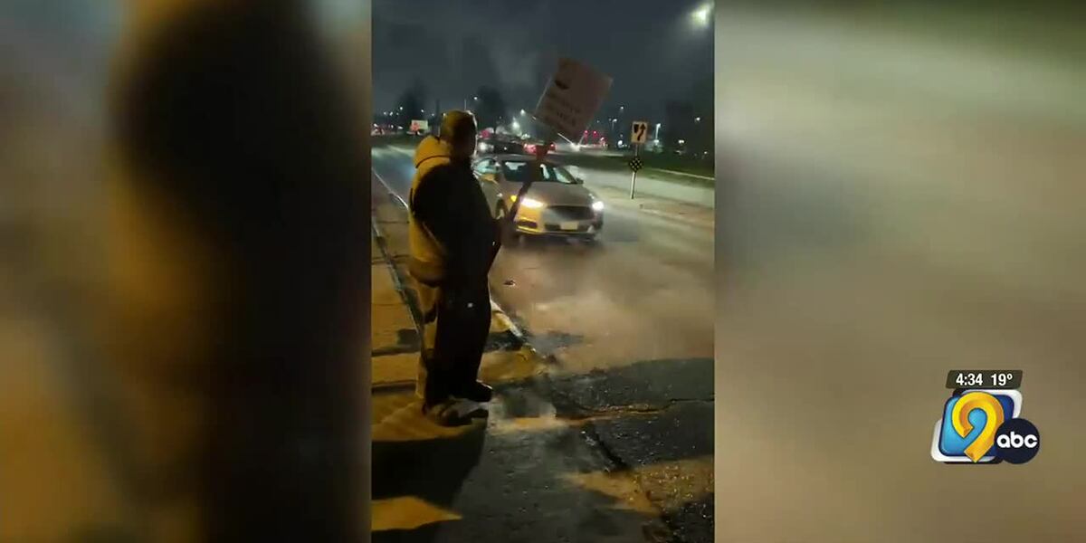Overworked Picketer Union leaders say picketer hit by car during strike in Cedar Rapids