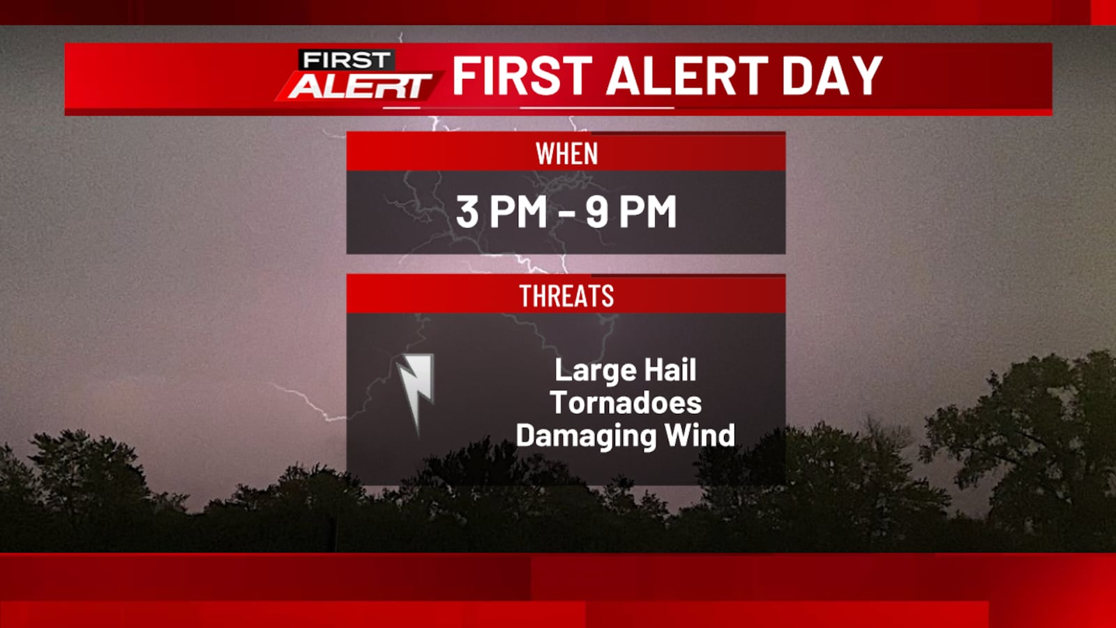 Daily Timing Alert FIRST ALERT DAY: Timing and impacts of Tuesday’s severe storm