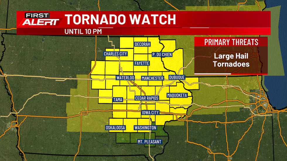 Tornado Watch until 10pm