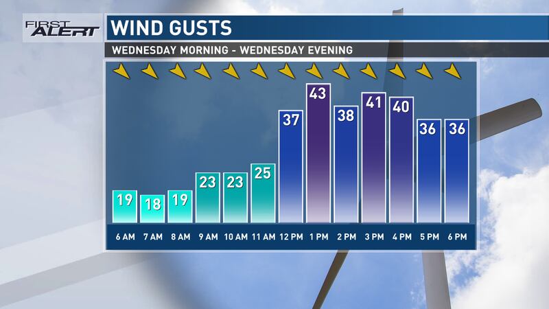 Strong winds, Gusts over 50 mph possible