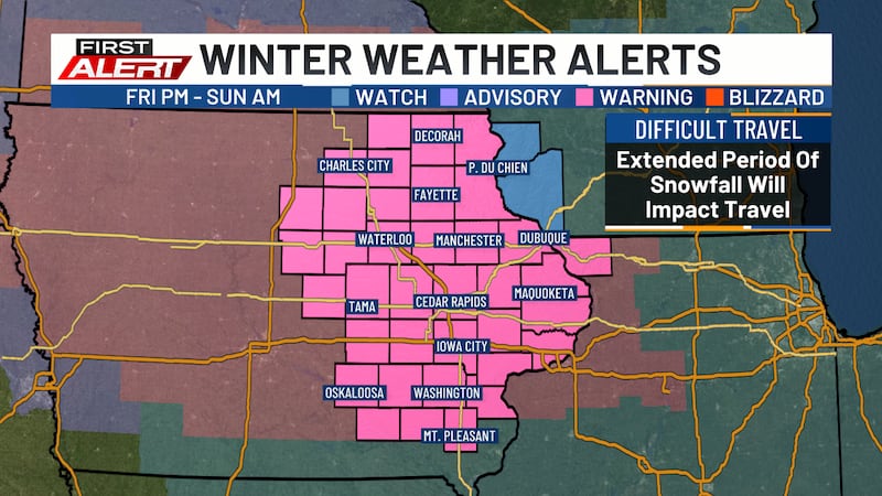 Winter Storm Warning in effect across Eastern Iowa
