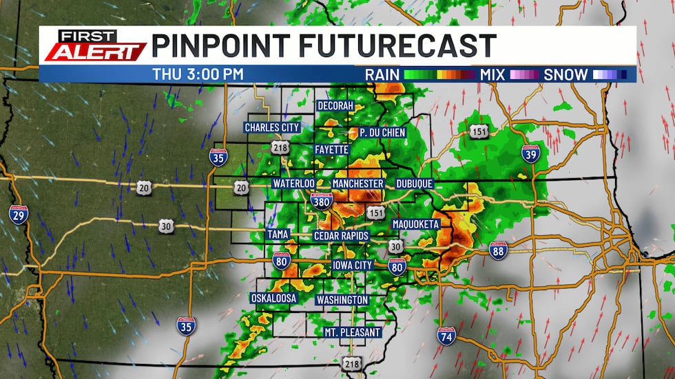 More storms are likely by the afternoon on Thursday.