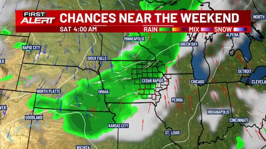 Storms become likely again on Friday night.