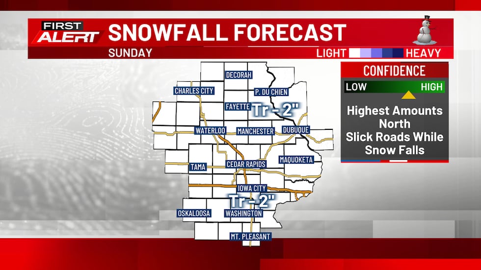 Snowfall Forecast - Light snow accumulations are expected today