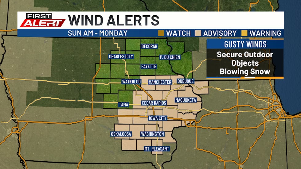 Wind Advisory through Monday evening
