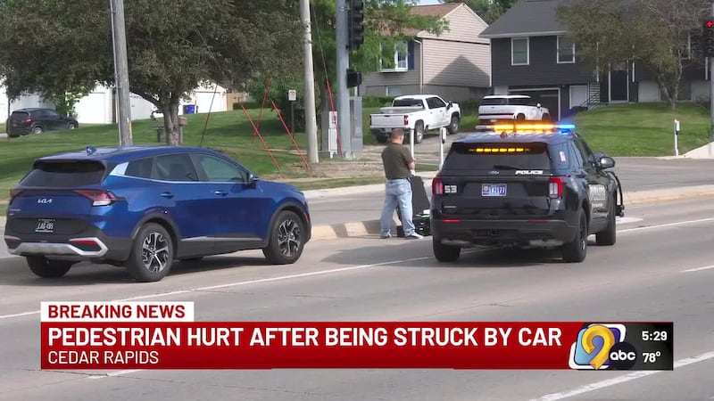 Police said one person is injured after a vehicle hit a pedestrian Sunday.